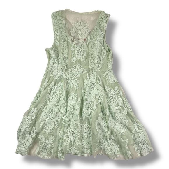 Free People Reign Over Me Sea Green Lace Mini Dress Size Small - Picture 4 of 7